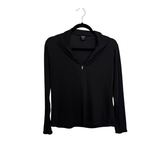 Patagonia Capilene Shirt Womens Medium Lightweight Zip-Neck Black Base Layer VTG - Picture 1 of 5
